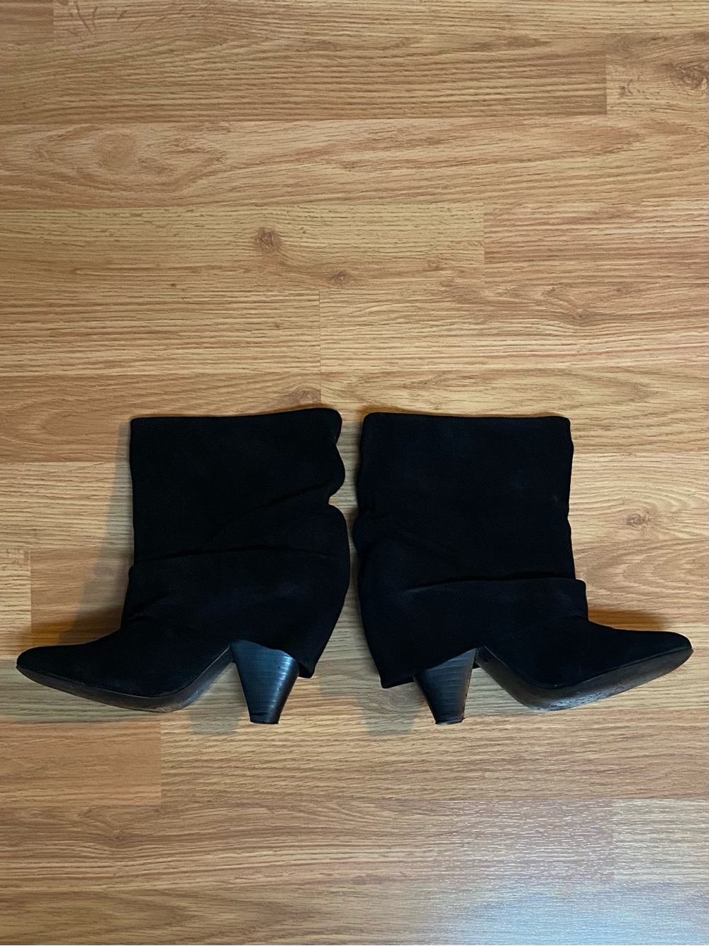 Aldo Black Suede Slouchy Mid-Heel Boots